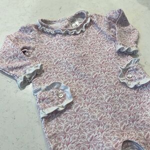 Lila and Hayes Pink Garden Party Ruffle Romper.  Size 9-12M